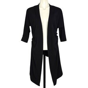 Lululemon Women's Namaste Black Wrap Open Front Waterfall Cardigan 3/4 Sleeves 8